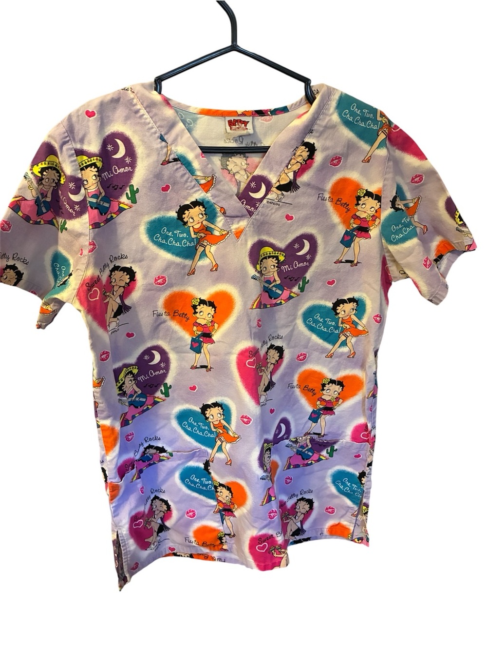 Vintage Betty Boop Scrub Top Short Sleeve Med see measurements